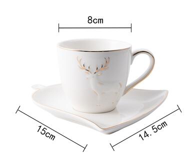 160ml lelgant kaffee tasse mit untertasse Gold Inlay elch hirsche vöGel tassen: F