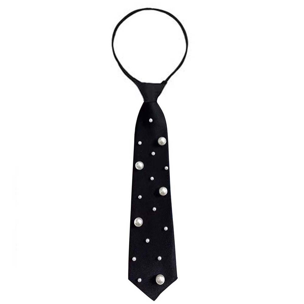 Clothing Decoration Korean Style Pearls Tie Tassels Black Hand-beaded Long Necktie Choker Geometric Decoration Shirt Tie Women: Red