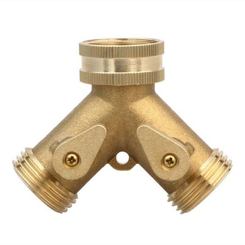 Outdoor Brass Two Way Double Water Tap Connector Y Shape Garden Hose Connector Adapter Solid Sub Feed Garden Irrigation Tools
