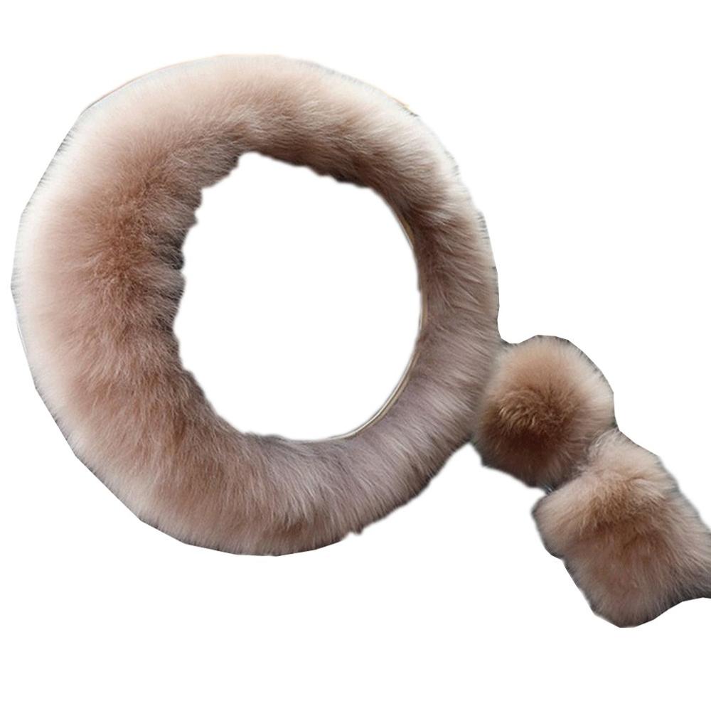 Solide doux longue laine floue volant couverture laine frein à main voiture accessoire mouton fourrure peluche protecteur couverture Kit: 6