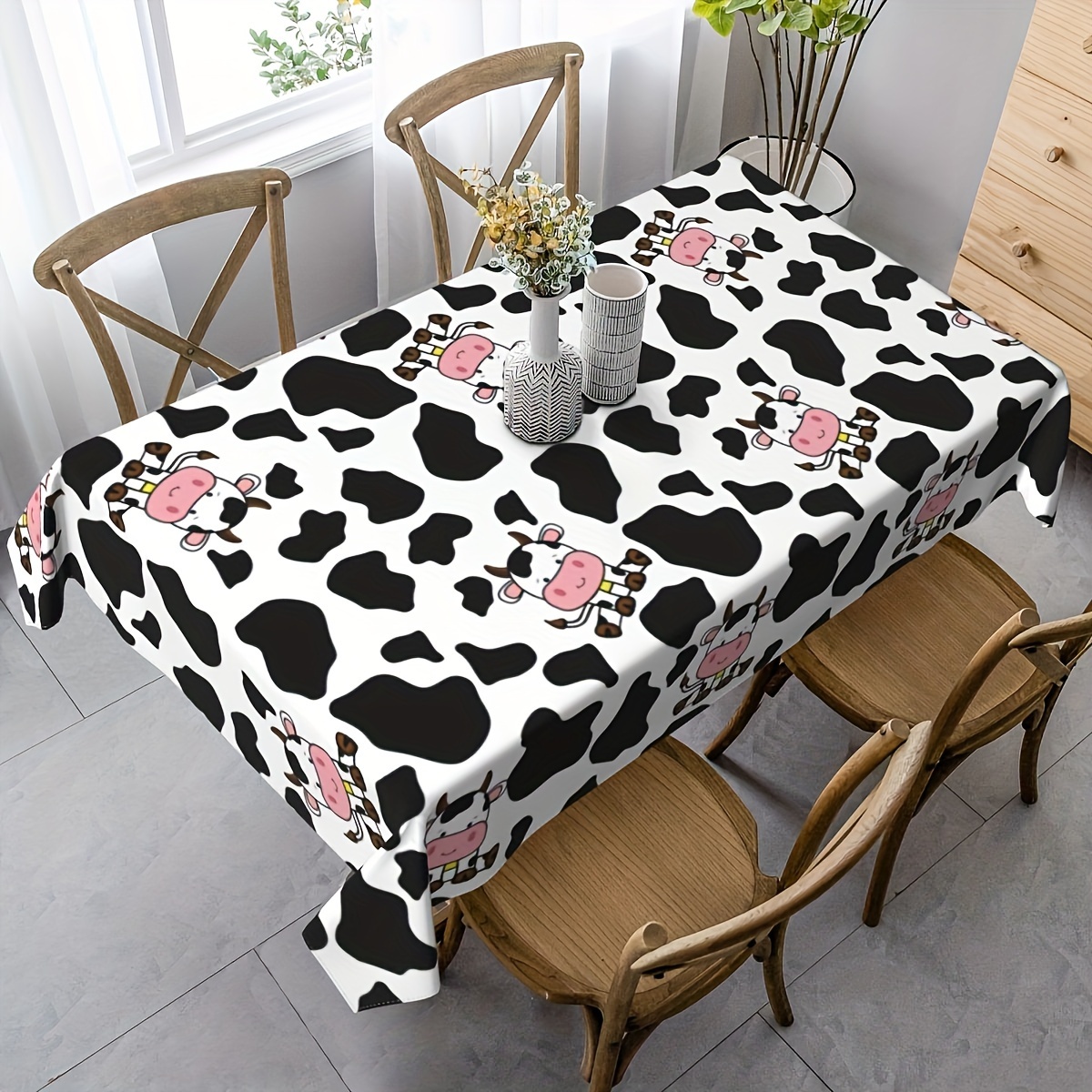 Nappe rectangulaire en plastique de vache fraîche de ferme, couverture de Table de spectacle de lait de dessin animé pour fête de pique-nique et décoration d'anniversaire 1 pièce