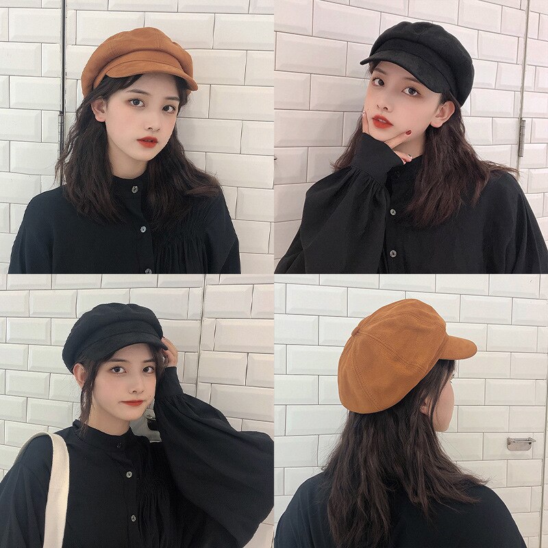 Gorro octogonal Ins para mujer, boina qiu dong han edition, joker, newsboy buds, párrafo, su marea roja, restaurando caminos antiguos