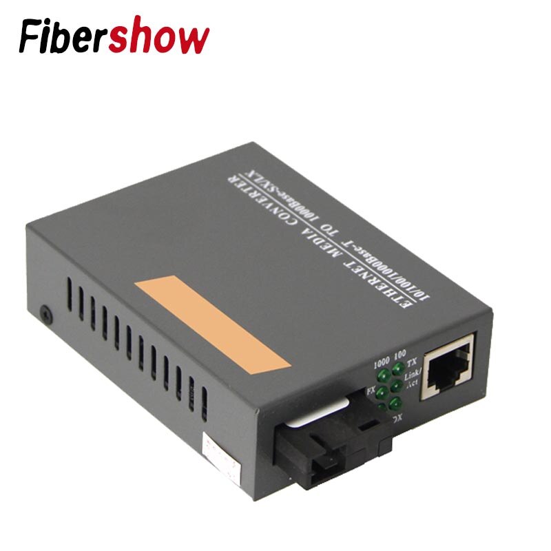 Gigabit fibra óptica media converter HTB-GS-03 1000mbps única fibra sc porto fonte de alimentação externa