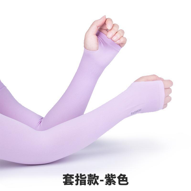 Puños de viscosa resistentes al sol para deporte al aire libre, mangas finas de mano para hombre en General, para verano: Set of Fingers Purple