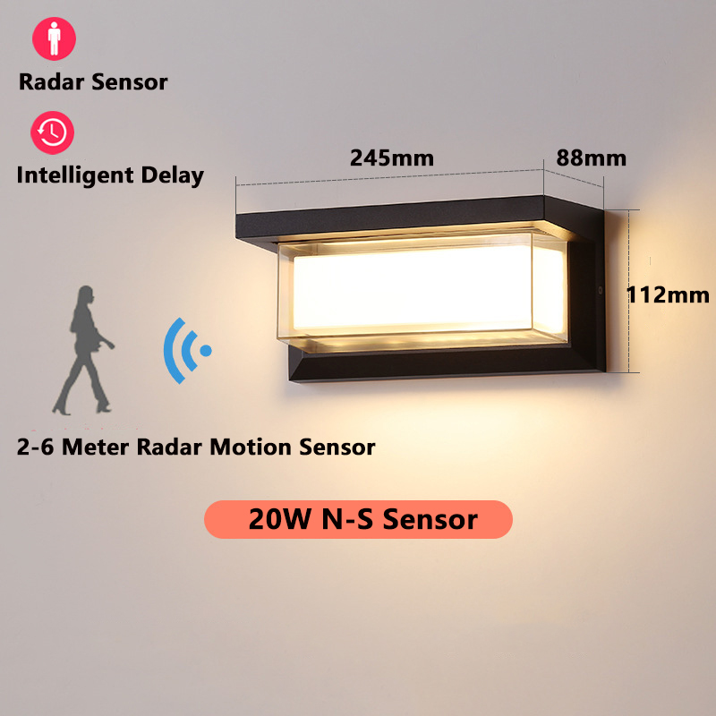 Med bevægelsessensor væglampe udendørs belysning 20w væglamper udendørs  ip65 vandtæt led væglampe veranda balkon have  ac220v: Lysegrøn / Rgb