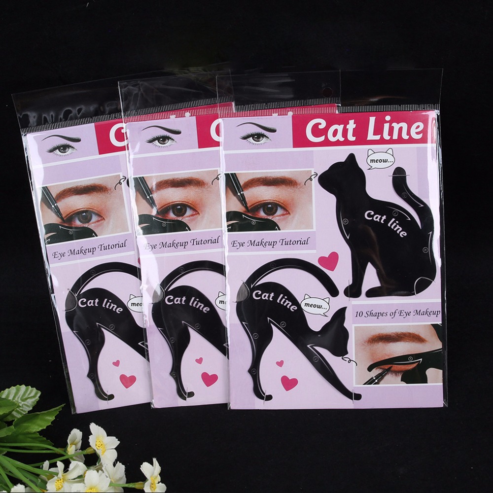 Meikkityökalu kissa eyeliner stensiili meikki eyeliner stensiilit malli muotoilija malli aloittelijoille tehokkaat työkalut 1 sarja 2pc