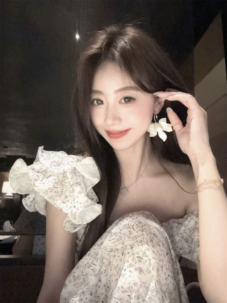 Vintage Floral Midi Dress Women Sweet Ruffles Korean Fairy Dress Female Summer Casual Party Princess Dress