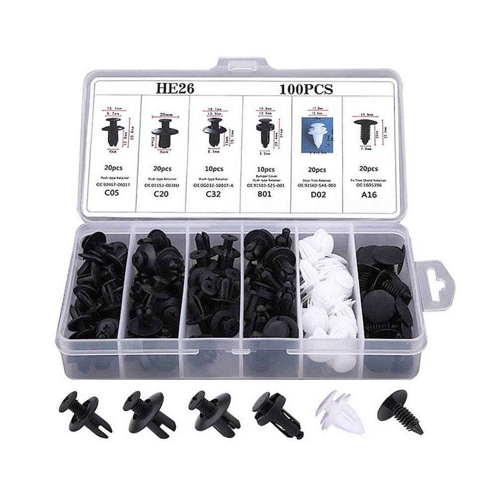Mixed Size Car Plastic Retainer Clips Automobile Fender Push Pin Rivet Door Trim Panel Retainer Automobile BumperFasteners Tool: Brown
