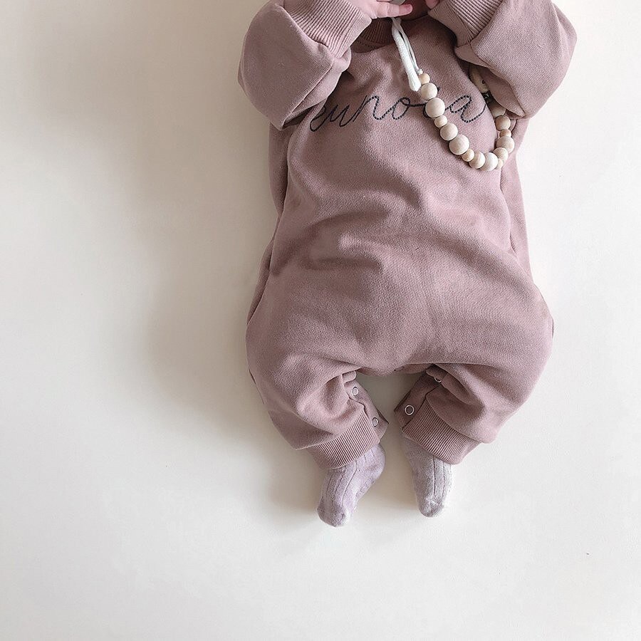 Polaire d'hiver pour enfants | Nouvelle lettre frontale coréenne imprimée simple, pour garçons et filles, longue rambarde, une pièce,: Rose / 3T