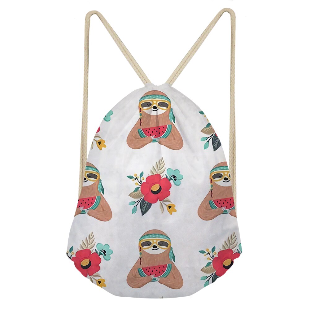 Haoyun schattige boom luiaard geschilderde trekkoord tassen voor vrouwen meisjes linnen trekkoord rugzak rugzak reis opbergzak druppelaar: Cdyh 1063 z 3