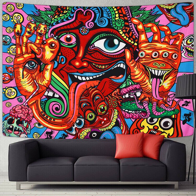 Usa psychedlic mandala tapetry hippie værelse væg hængende tæppe kunst hjem indretning monstre monster tapet væg hængende hjem tæppe: 2