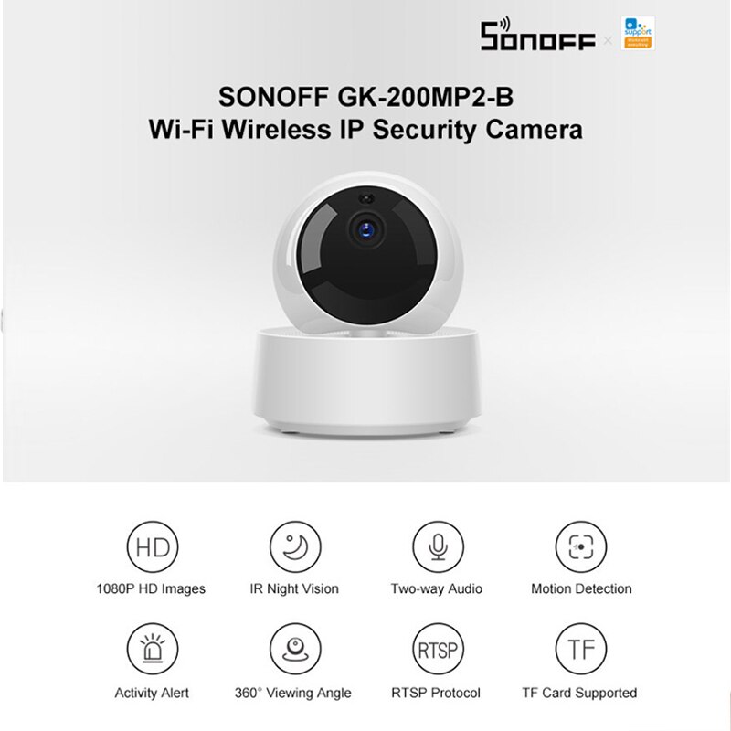 Sonoff GK-200MP2-B 1080P Mini Wifii Camera Smart Draadloze Ip Camera 360 Ir Nachtzicht Babyfoon Surveillance Camera