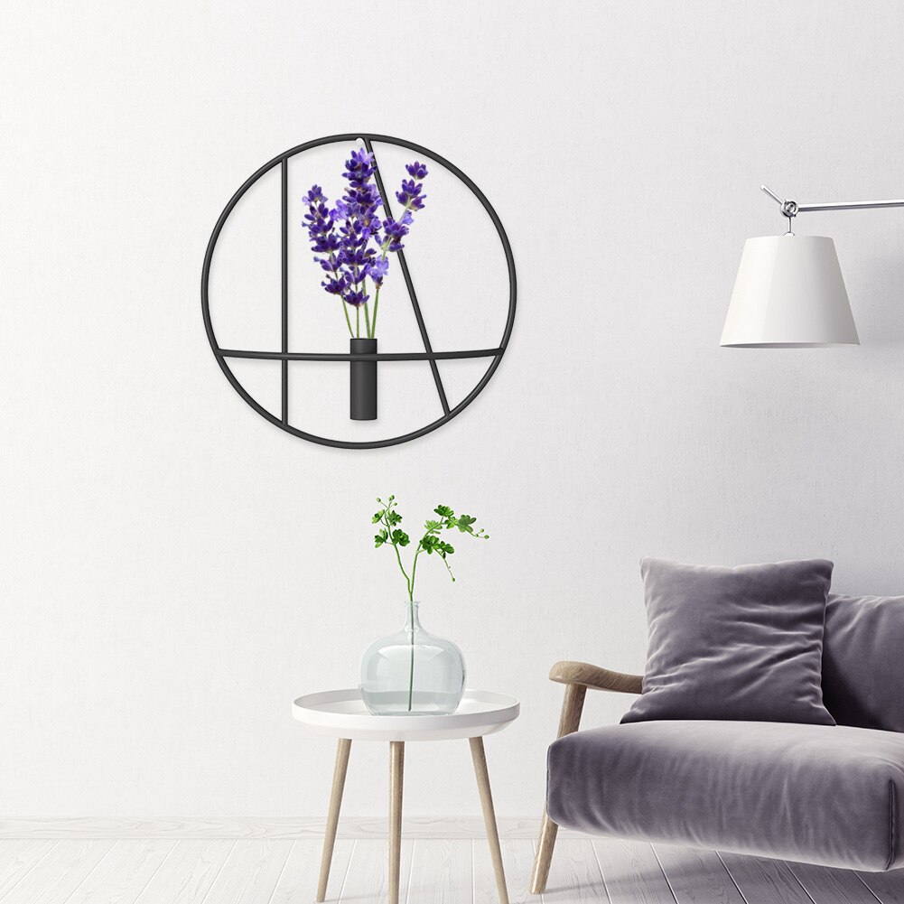 Modern Art 3D Circle Metal Candle Holder Wall Hanging Home Decoration Flower Vase Tea Light Art Crafts Geometric Candlestick
