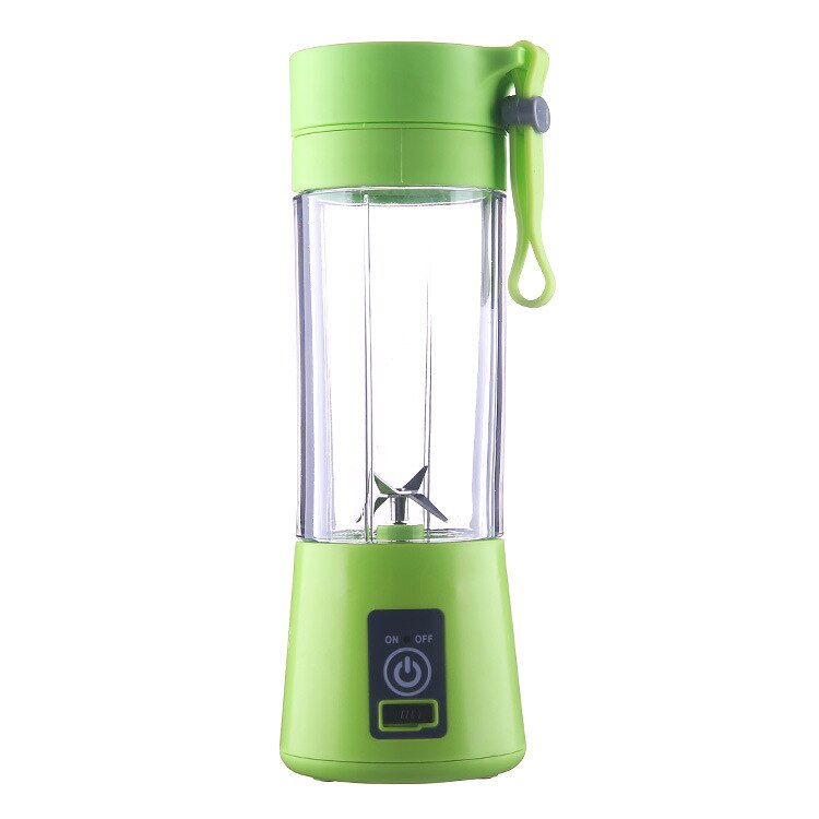 Elektrisk usb bærbar juicer genopladelig smoothie blender maskine mixer mini juice kop maker hurtig blendere foodprocessor: Grøn / 2 knive