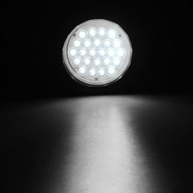 2pcs Super Bright 4Inch Round 24LED Truck Trailer Tail Light Reverse Backup Lamp Clear White With DC 12V