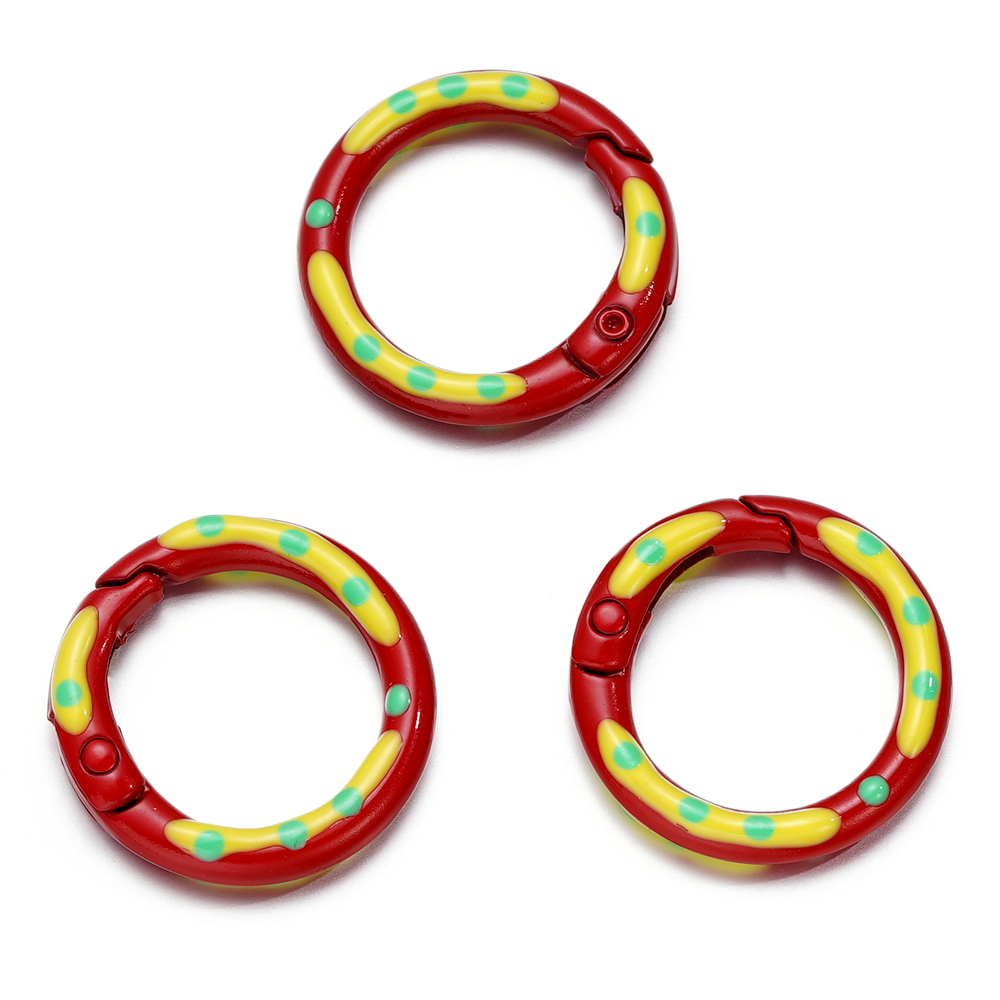 5pcs/lot Multicolor Metal Round Ring Spring Clasp Carabiner Keychain Clips Hook Dog Chain DIY Jewelry Buckle Connector Supplies: Silver