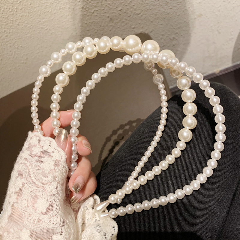 Juego de 3 piezas para el cabello para mujer, gomas para el pelo con perlas, accesorios para el cabello para niña, diademas sencillas con temperamento, diademas para