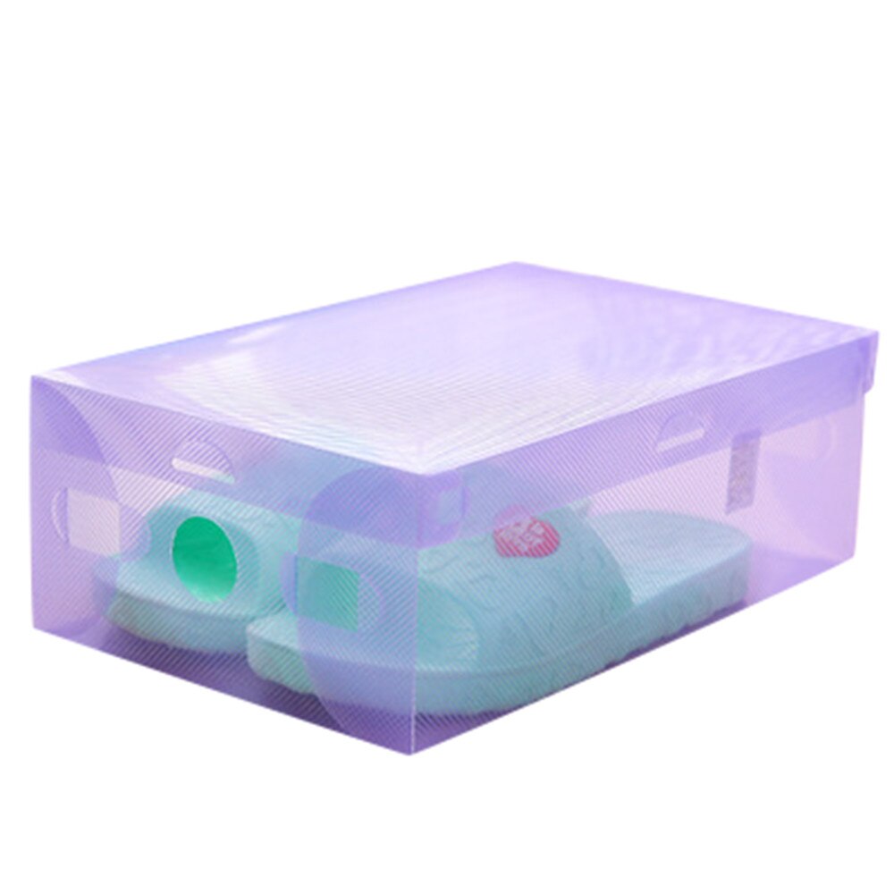 Foldable Shoe Box Plastic Shoe Organizer Home Shoebox Storage Stackable Tidy Box Shoe Boxes Clear Plastic Shoe Case: Purple
