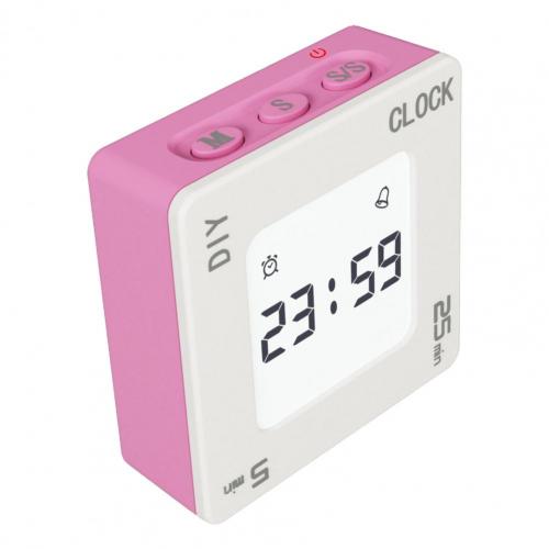 Temporizador de gestión del tiempo, alarma pequeña de tamaño pequeño, práctica, bricolaje, amplia aplicación para la Oficina: Rosa