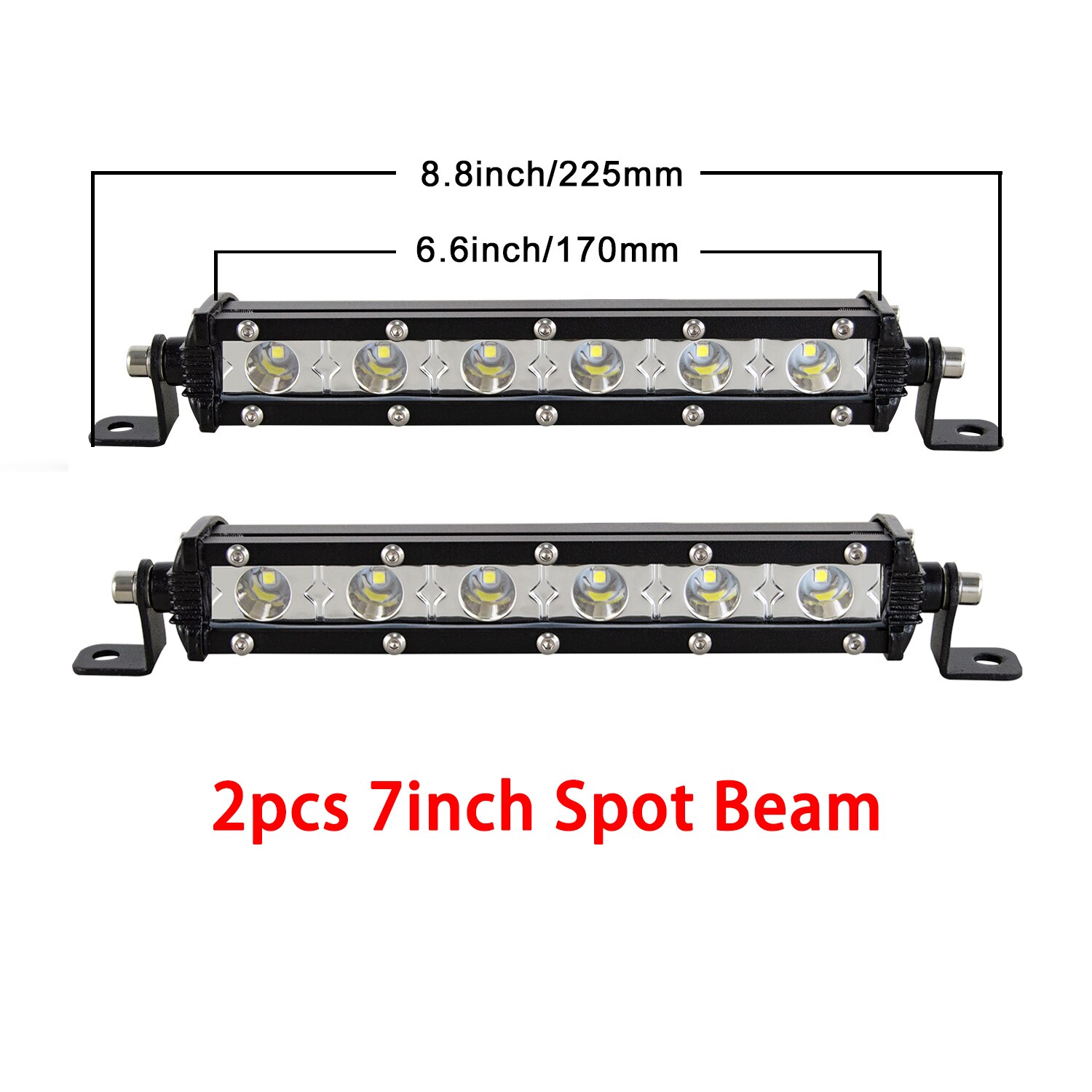 Offroad 4X4 Car Hood Bullbar 7" 13" 20" 25" 30" 38" Slim LED Light Bar Pickup UTV SUV Bumper Flood Fog Spotlights Driving Lamp: 2pcs 7in Spot Beam