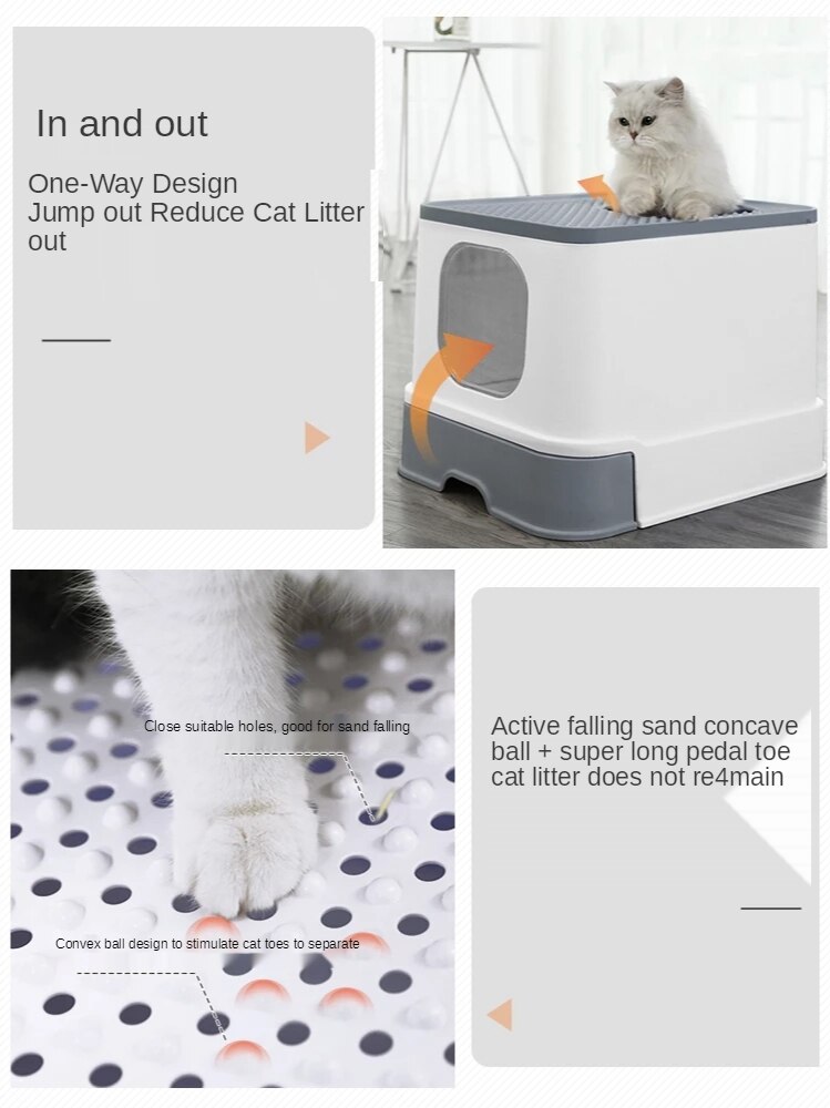 Double Door Of Fully Enclosed Cat Litter Basin Wit... – Vicedeal