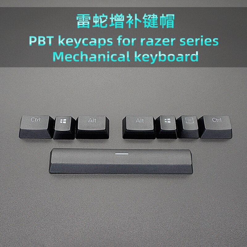PBT 8 Key Keycap backlit Black For Razer mechanical keyboad BlackWidow Chroma X Tournament Edition V2 Elite OEM: Default Title