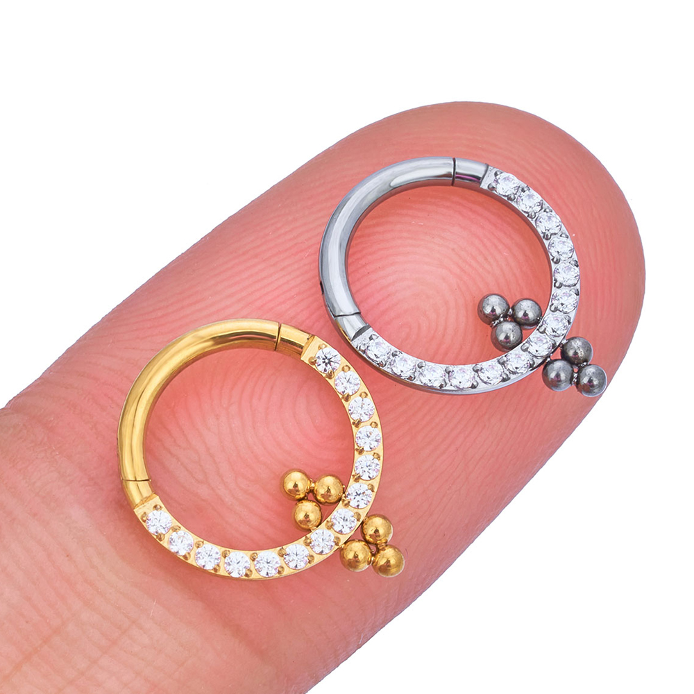 Pendientes de aro para Piercing para mujer, hélice con bisagras para cartílago G23, cuentas de titanio CZ, anillos para la nariz, segmento con bisagras, cartílago del trago de la oreja, 1 Uds.