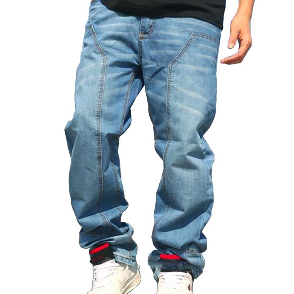 Plus Size Jeans Men Casual Denim Pants Loose Baggy... – Grandado