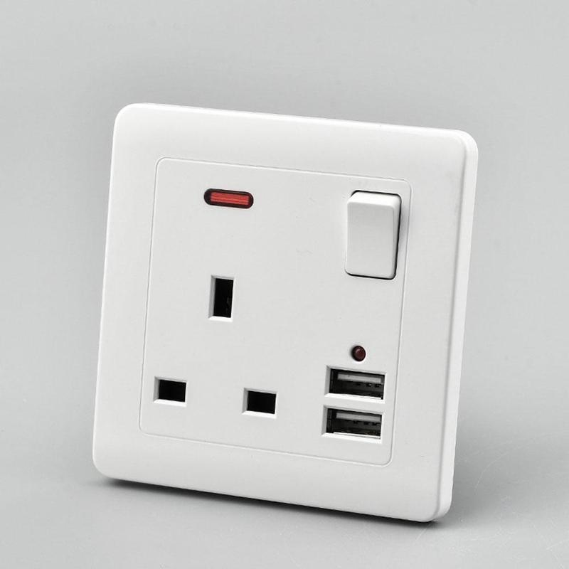 13a britisk stikkontakt usb-havn veggadapter adapter dobbeltveis gullkontakt stikkontakt 2 hvit stikkontakt til vegg universell