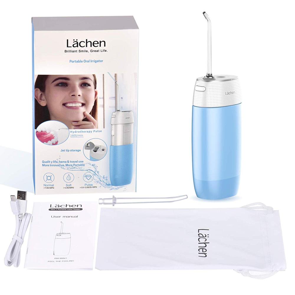 Lachen Mini Monddouche Dental Draagbare Water Flosser Tips Reinigen Tanden Usb Oplaadbare Water Jet Bleken IPX7 Monddouche: Blauw