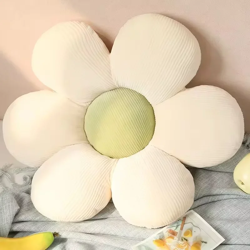 Almohada de asiento de pétalos, cojín suave y agradable para la piel de girasol, tapete de flores de felpa multifuncional y muy elástico para uso doméstico: Blanco