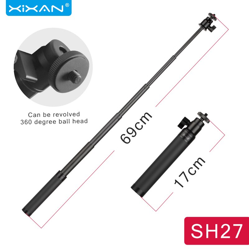 Stativ forlængelsesstang metal håndholdt 1/4 3/8 tommer skruemonteret monopod adapter til slr kameratelefon selfie stabilisator: Sh27