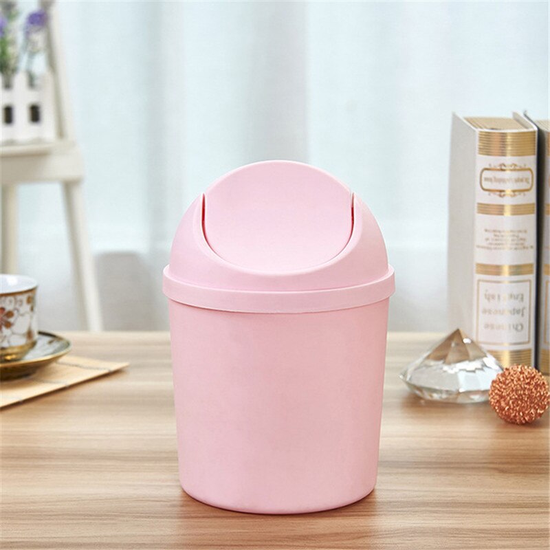 Mini poubelle bureau maison panier à ordures Table poubelle balançoire pour maison bureau Table poubelle petite poubelle fournitures de bureau: Rose