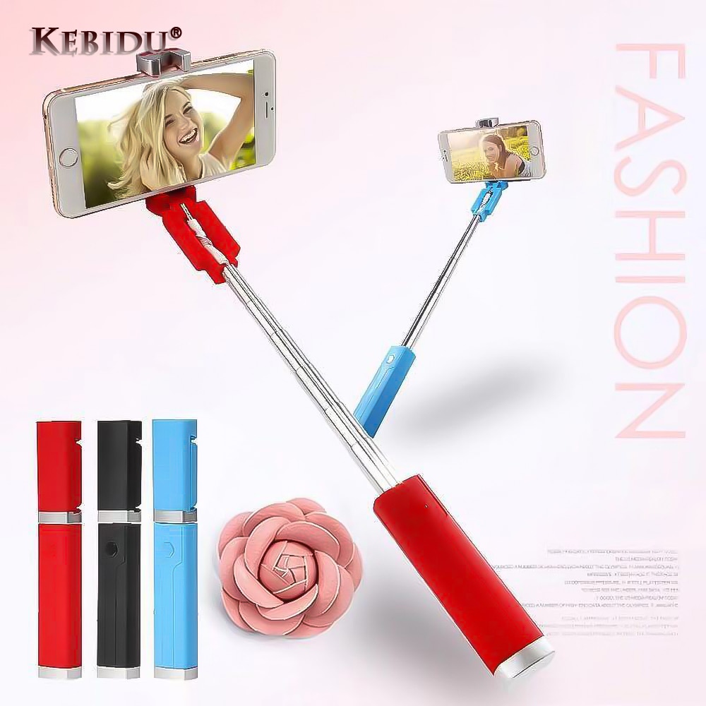 Kebidu Extendable Handheld Selfie Stick With Remote Shutter Button 3.5mm Cable Wired Selfie Monopod For Android IOS Phone