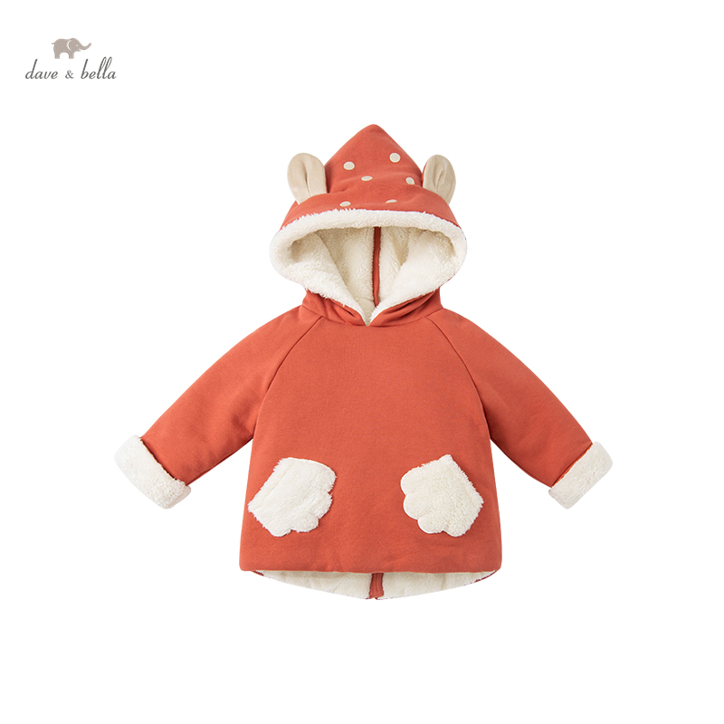 DBW16119 Dave Bella Winter Baby Meisjes Mode Cartoon Capuchon Gewatteerde Jas Kinderen Kinderen Meisje Tops Baby Peuter Bovenkleding