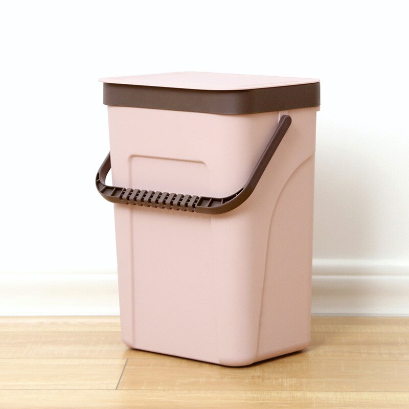 Garbage Box Dust Waste Bin Dual-use Storage Box Door Hanging Wall Mounted Debris Box Trash Bin Dustbin Gathering: pink-L