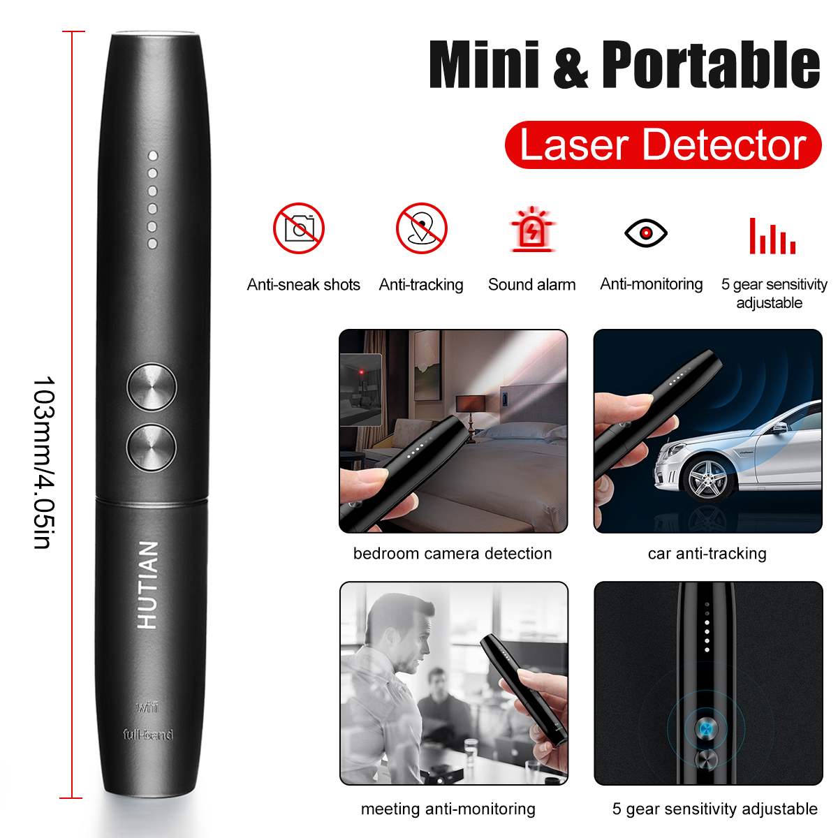 Portable Mini Black Camera Detector Ir Scanner Gps Detector Anti-Gluren Anti Spy Camera Finder Gps Detector Bluetooth Remote