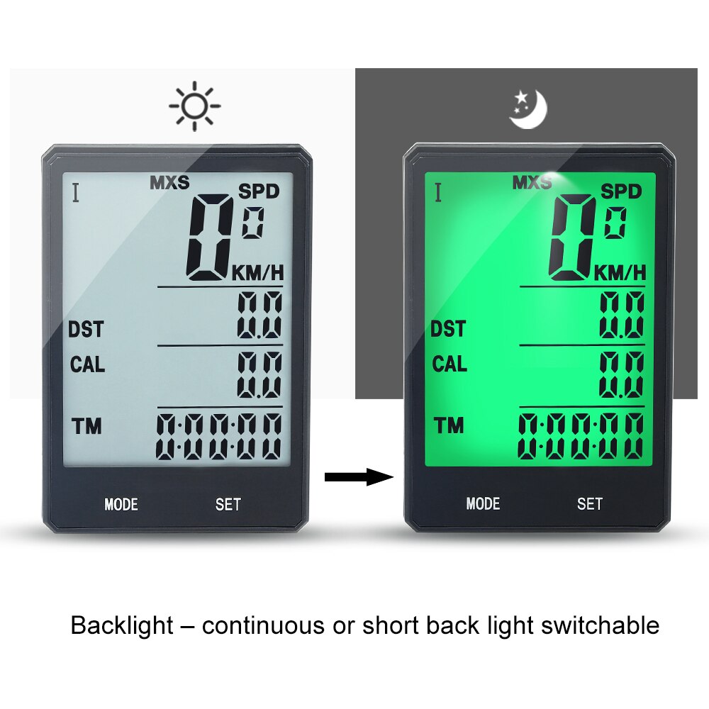 2.8" Large Screen Bicycle Computer Wireless Wired Bike Computer Rainproof Speedometer Odometer Stopwatch for Cycling CX-9