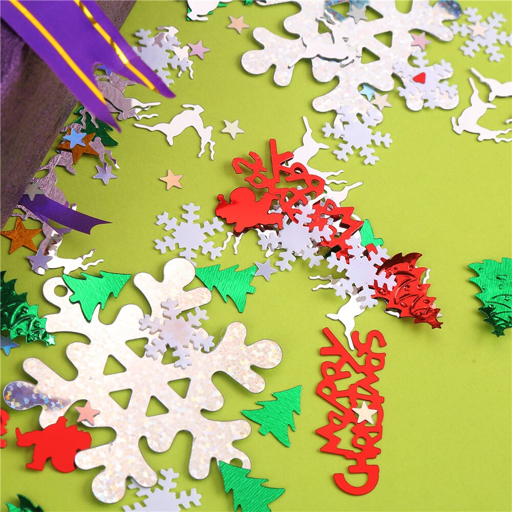Confettis de noël arbre de noël, flocon de neige, bonhomme de neige, cerf, paillettes, pour joyeux noël, nouvel an, fournitures de fête