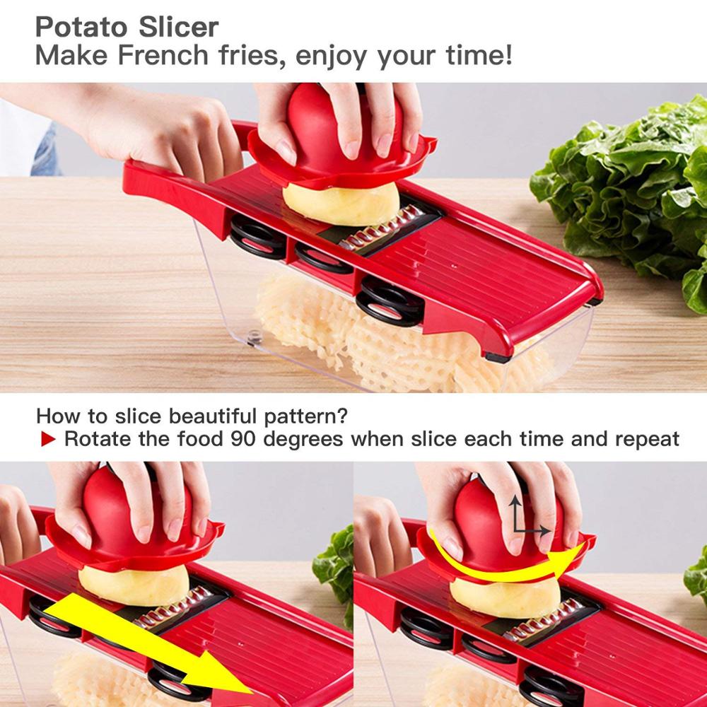 Mandoline slicer vegetal slicer 6 em 1 multi-função cortador de alimentos ralador chopper frutas e queijo 5 lâminas e suporte