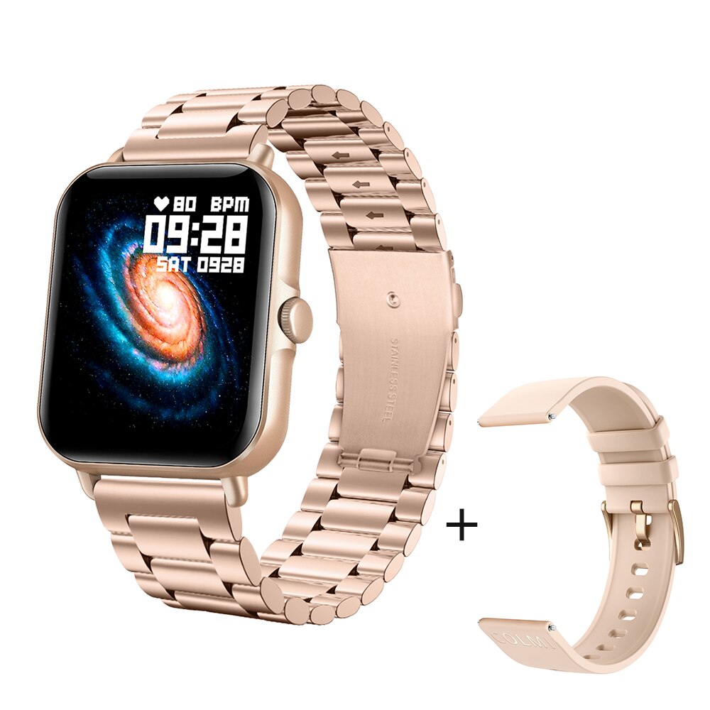 Colmi 2022 P28 Plus Bluetooth Antwoord Gesprek Smartwatch Mannen IP67 Waterdicht Dial Call Full Touch Smart Horloge Vrouwen GTS3 gts 3: Gold Steel