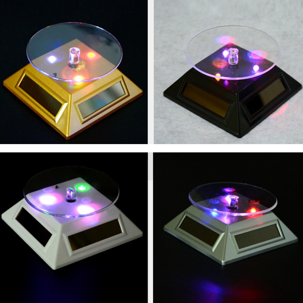 Solar Powered Rotating Rotary Phone Jewelry Display Plate Stand Turn Table Jewelry Packaging for Displaying Watches Jewelries