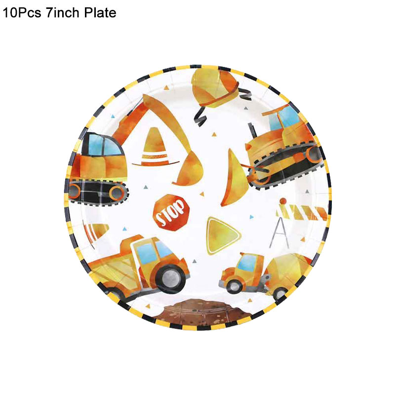 Bouwtafelkleed Dump Truck Tafelkleed Wegwerptafelkleed voor Bouw Verjaardagsfeestje Decoratiebenodigdheden: Fluorescentie Geel