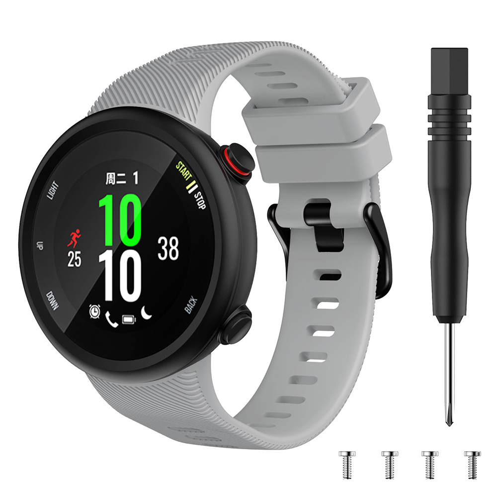 Correa de reloj con herramienta para Garmin Forerunner 45 45S Garmin Swim 2, repuesto de silicona, accesorios para correa de reloj inteligente: Gris / 20 mm
