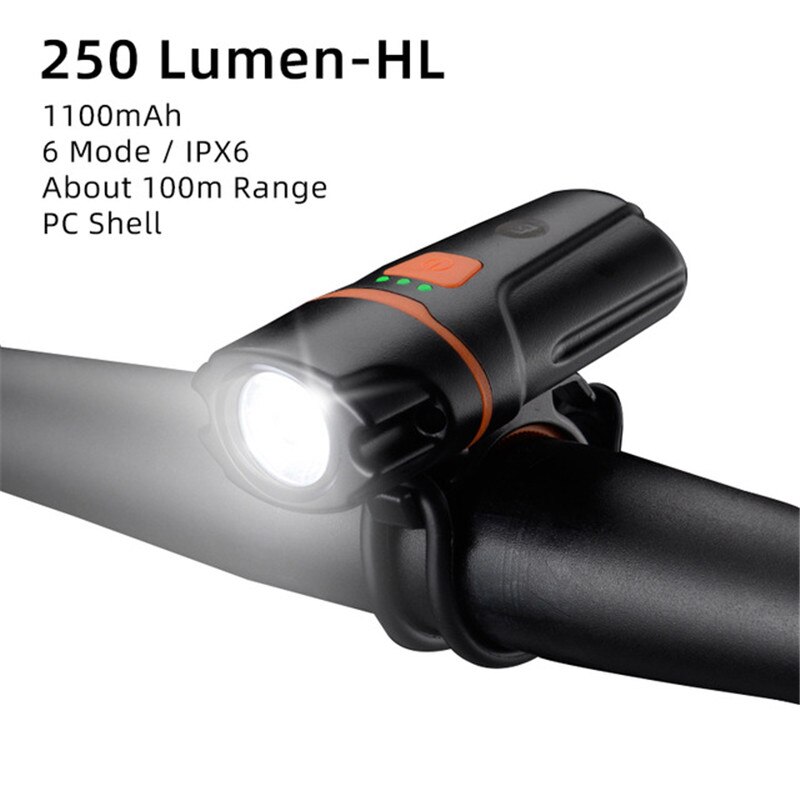 ROCKBROS LED Bike Light USB Oplaadbare Fiets Licht Regendicht Aluminium Ultralight Zaklamp 2000mAh MTB Voorlamp Koplamp: HL1704-200