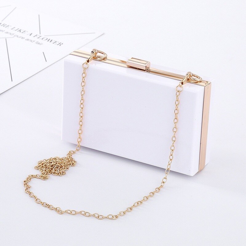 Abend Cluth Taschen für Frauen Schulter/crossbody-tasche Klar/transparent Damen Schild Kupplung Partei Geldbörse Hochzeit/braut Tasche ABS: Weiß