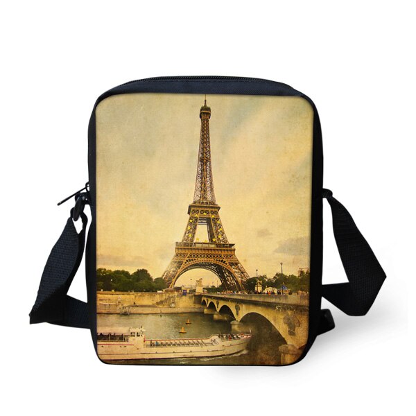 Thikin berømte eiffeltårnet i paris mønster print messenger bag børn studerende drenge crossbody tasker til skole mini håndtaske