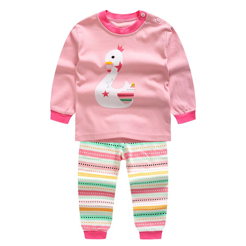 Herfst Kids Lange Onderbroek Jongens Meisjes Leuke Ondergoed Cartoon 100% Katoen Lange Mouw Trui + Broek 2 Stuks thermisch Ondergoed