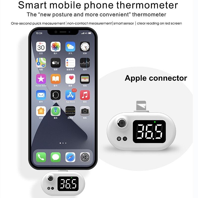 Termómetro Digital portátil para el cuerpo humano, dispositivo electrónico con infrarrojos para la frente y la oreja, para teléfono móvil Android e IOS, tipo C