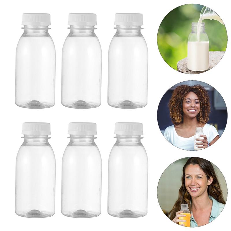 10Pcs 200ML Transparent Plastic Milk Storage Bottles Beverage Drinking Bottles